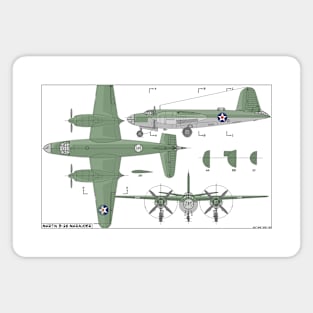 Martin B-26 Marauder Medium Bomber Aircraft American WW2 Plane Color Diagrams Gift Magnet